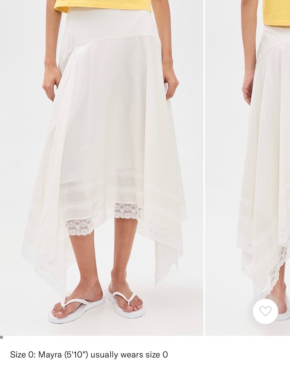 NWT STAUD Ainsley Light Cream Midi Hankerchief Hem Skirt with Lace Trim Sz 0 - Picture 1 of 9